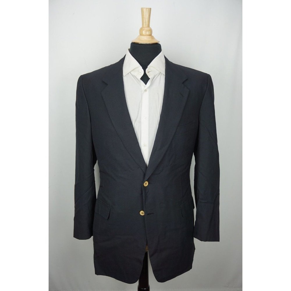 Brioni NM Traiano Navy Blue Wool Sport Coat Blazer Gold Button Sz 40L - Picture 3 of 9